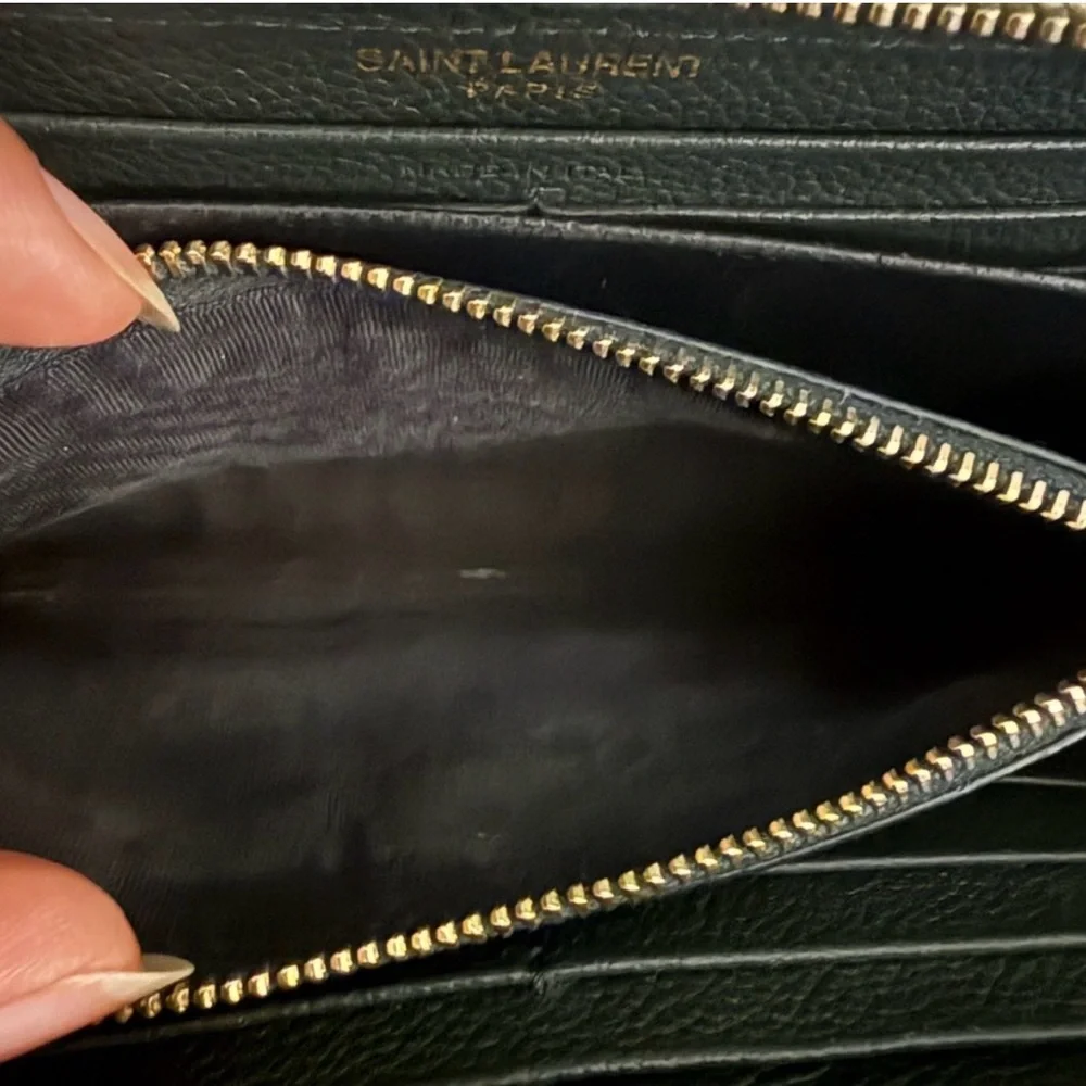 Saint Laurent Green YSL Monogram Leather Wallet - Picture 10 of 10